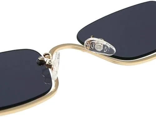 

Женские солнцезащитные очки маленького размера, металлическая полуободковая оправа, винтажный стиль, защита от УФ-излучения UV400, модные узкие очки MTZJH, Yellow