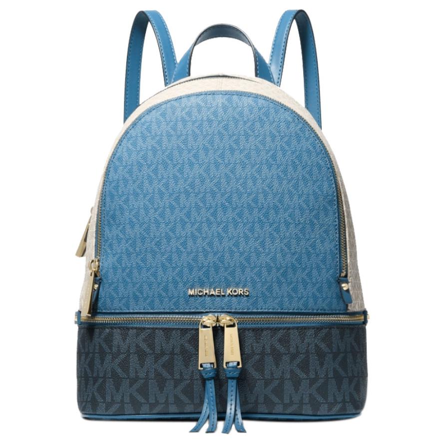 

MICHAEL KORS Рюкзак Rhea Zip из искусственной кожи, женский, среднего размера, темно-синий и ванильно-белый