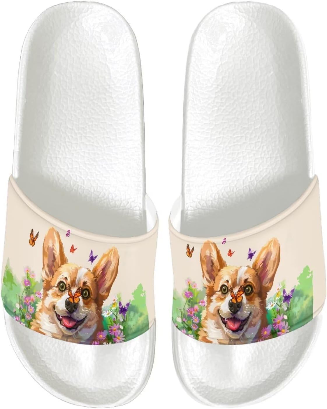 

Сандалии JUDENTIDOS с открытым носком, шлепанцы для душа, нескользящие, из EVA, для женщин, Cute Corgi Floral