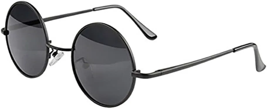 

Мужские солнцезащитные очки, круглые солнцезащитные очки в металлической оправе с защитой от УФ-излучения, ретро-очки для мужчин и женщин, черные KUYYFDS, Black