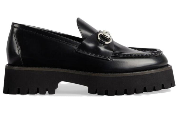 Кроссовки rubber lug sole loafer with horsebit 'black leather' Gucci, черный — фото 2