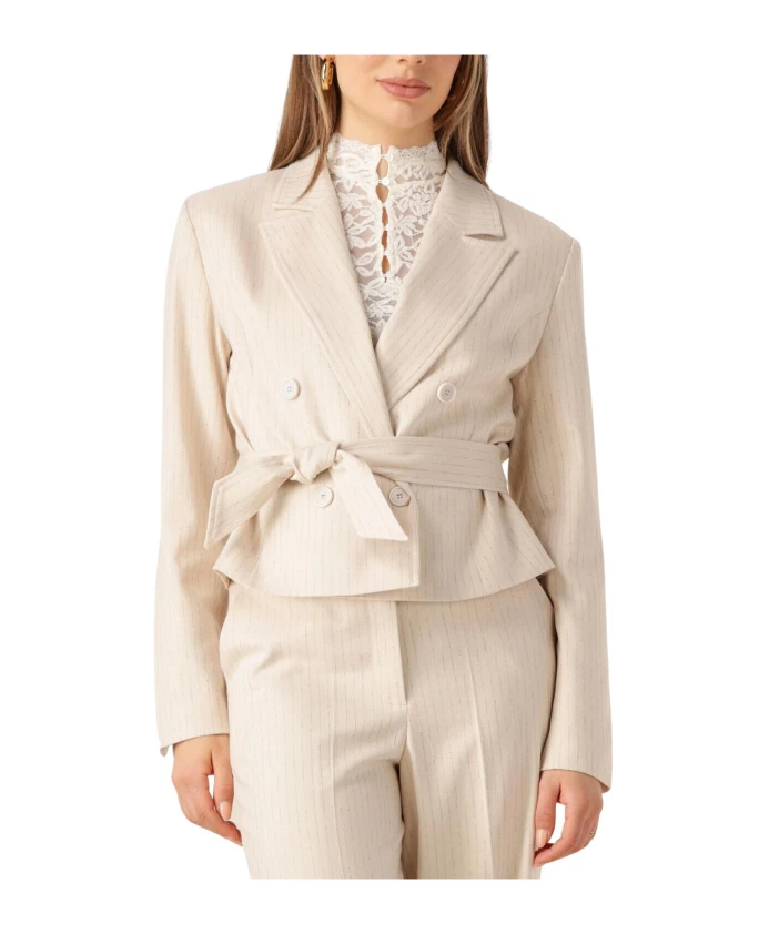 

Элегантный жакет в полоску цвета слоновой кости. Aaiko, бежевый