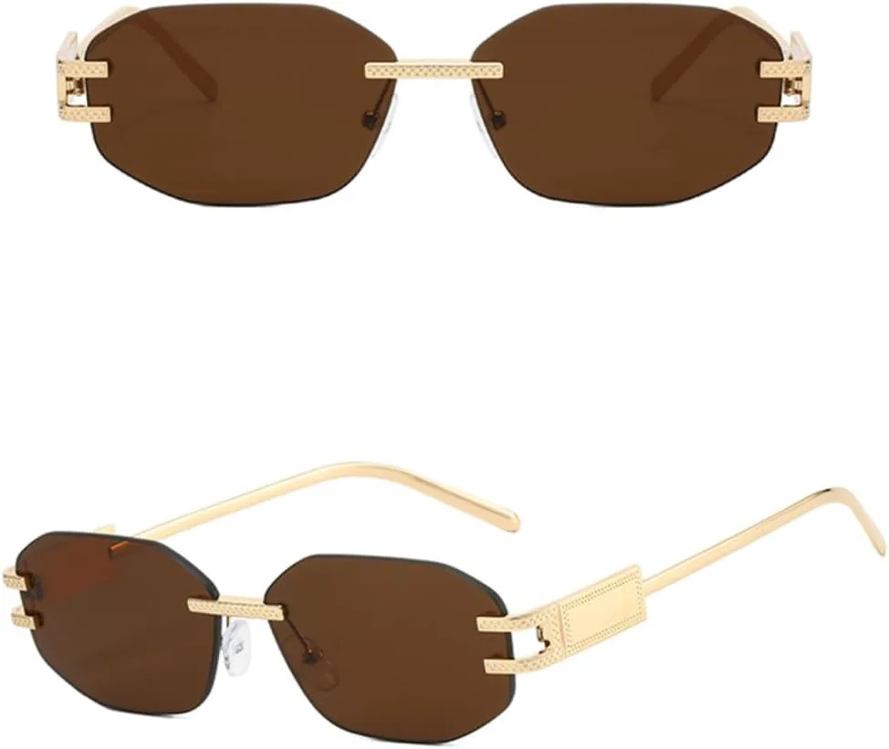 

Модные солнцезащитные очки без металлической оправы с шестиугольным острием для женщин, высококачественная защита от солнца на открытом воздухе TVTBBVV, 4