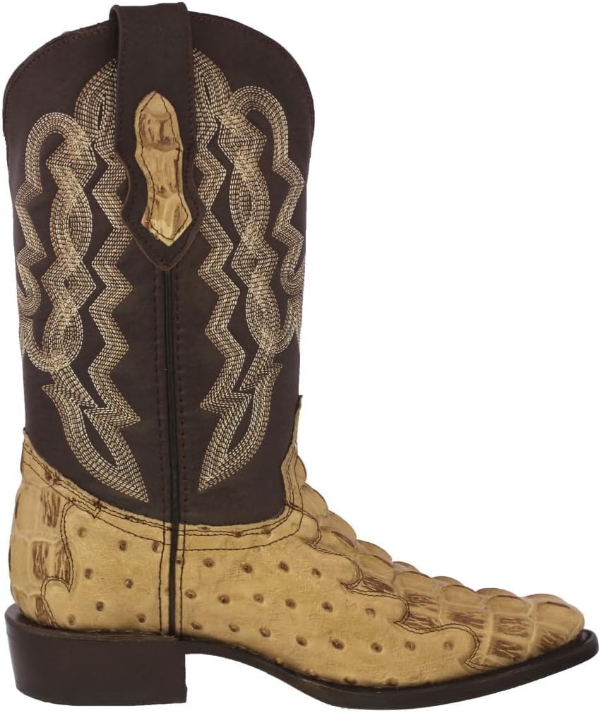 Мужские сандалии Texas Legacy Western Wear с ковбойскими сапогами, принт крокодила и страуса, носок J, Sand — фото 2