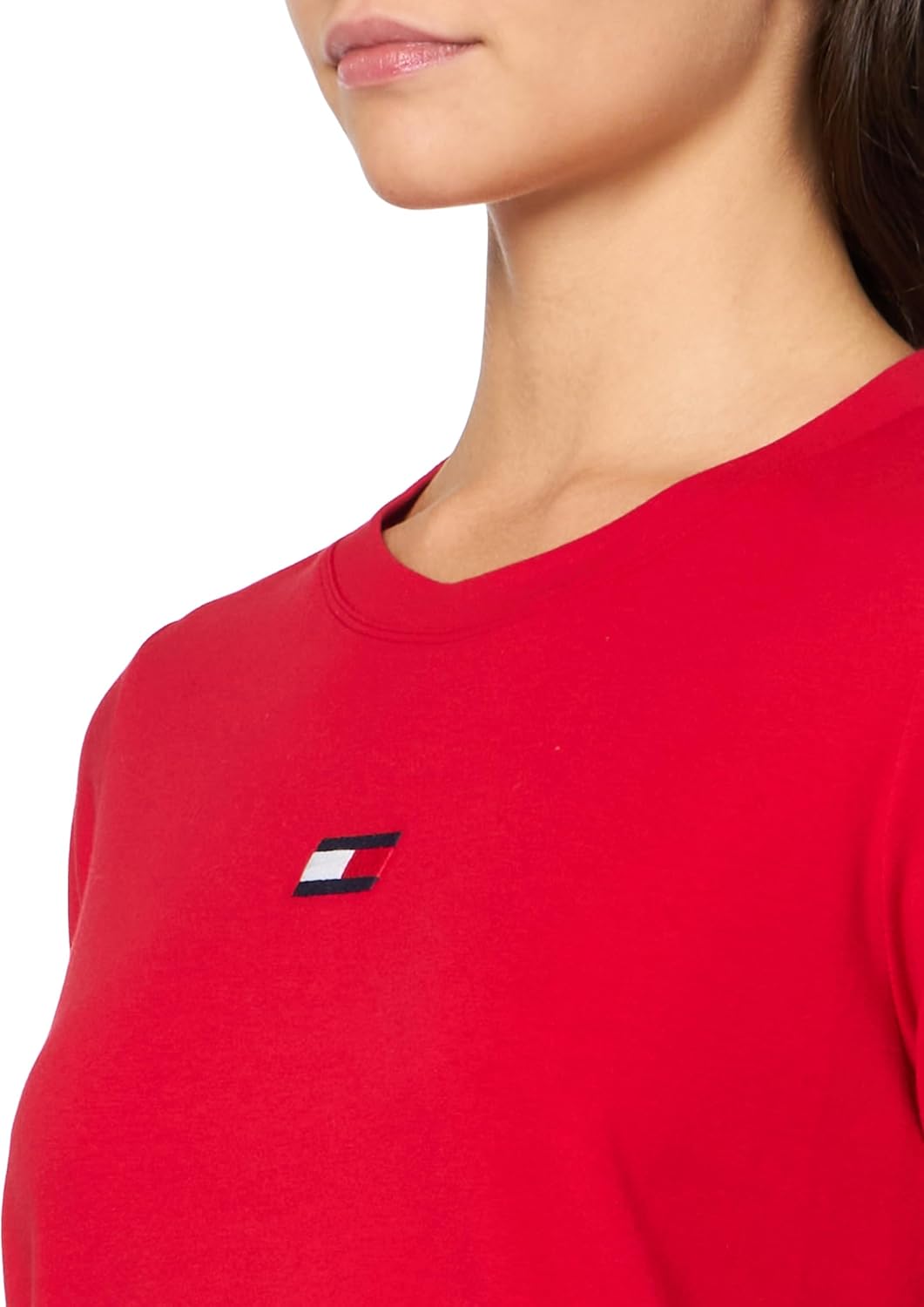 Женская футболка с коротким рукавом и вышитым логотипом Tommy Hilfiger, Rich Red — фото 3