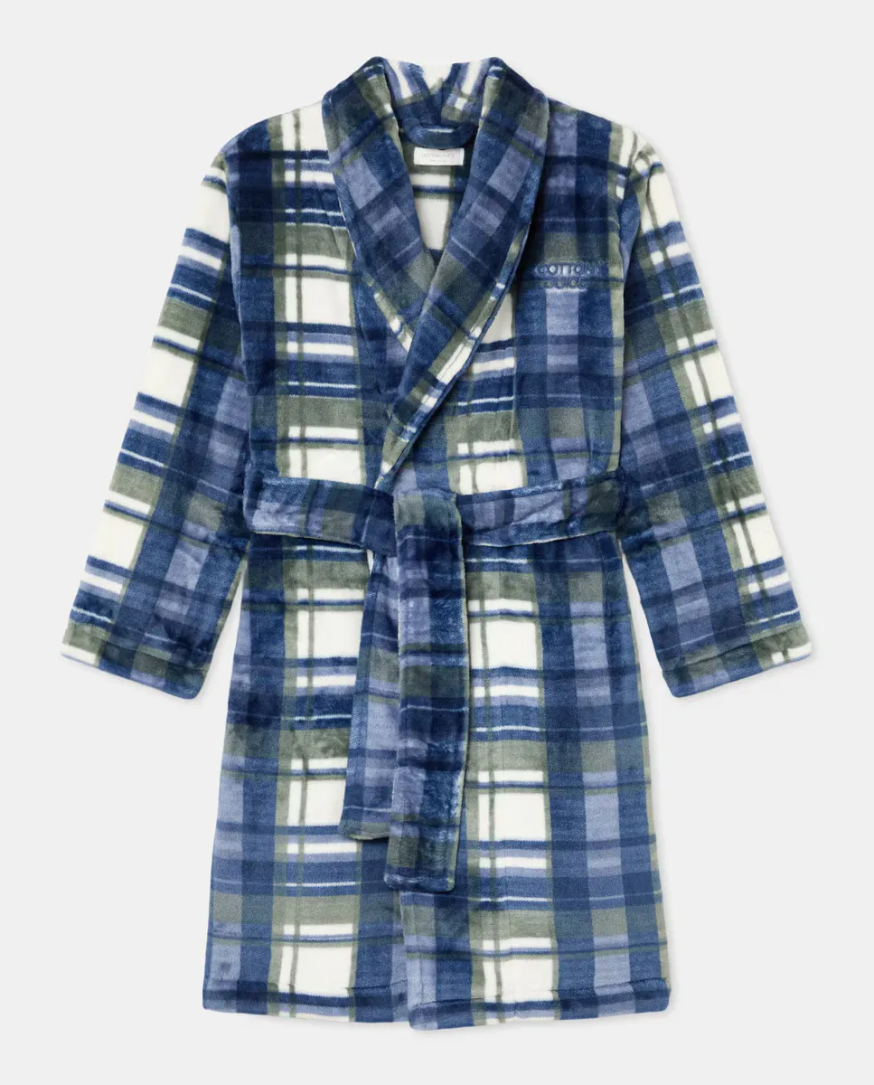 

Клетчатый халат для мальчика Cotton Juice, зеленый