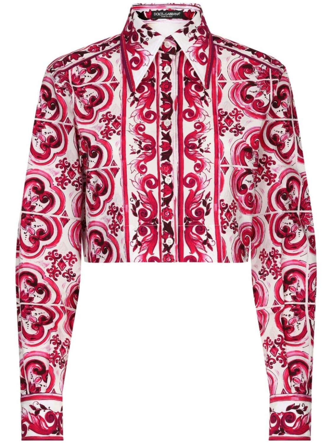 

Dolce & Gabbana укороченная рубашка с принтом Majolica, красный