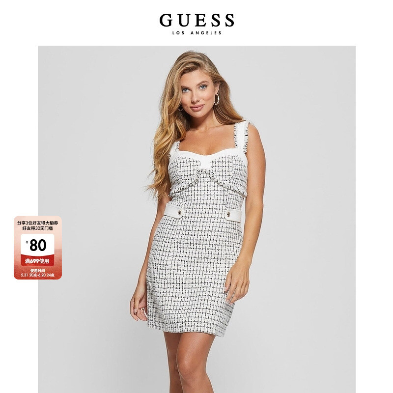 

Платье в клетку Guess, черно-белый