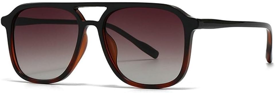 

Мужские солнцезащитные очки в стиле ретро с двойной перемычкой, квадратной формы, сине-зеленые оттенки, защита от ультрафиолета UV400; женские солнцезащитные очки с градиентным переходом цвета LXLHWN, Black Amber Tea