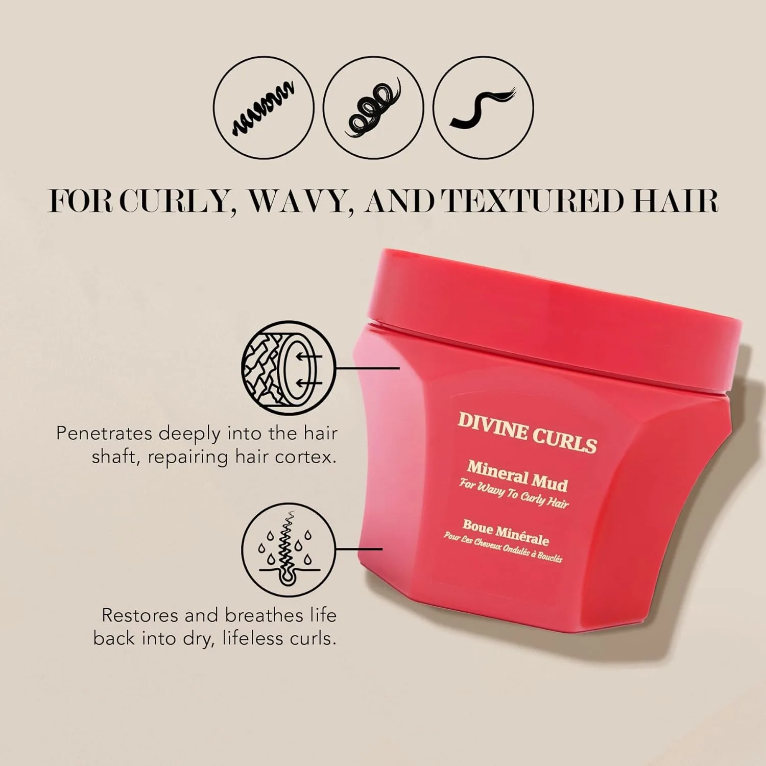 Маска для волос Saphira Dead Sea Mineral Mud - глубокое восстановление и увлажнение для сухих, поврежденных, пушащихся и кудрявых волос 503 мл (1 шт.) — фото 2