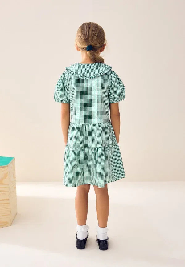Платье Next Rich school gingham tiered pretty day dress, зеленый — фото 2