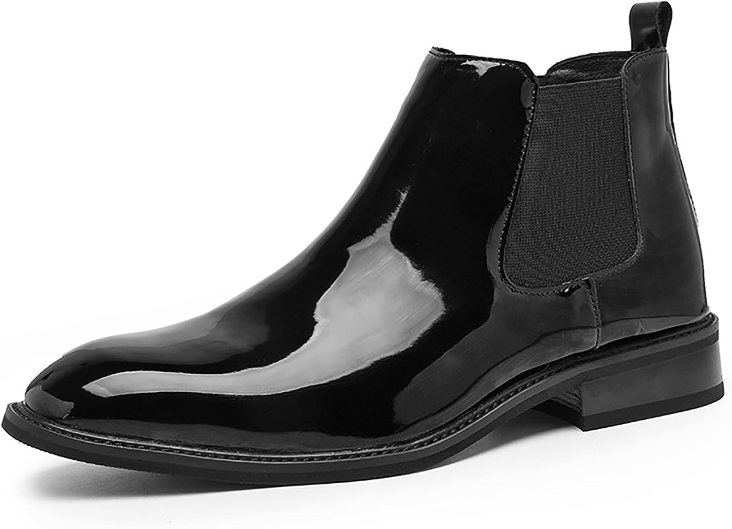 

Мужские ботинки Челси из лакированной кожи, модные кожаные водонепроницаемые с низким каблуком, с эластичной вставкой, на пуантах, повседневные, деловые, для официальных мероприятий, свадеб, вечеринок, оксфорды Qeosnbx, черный