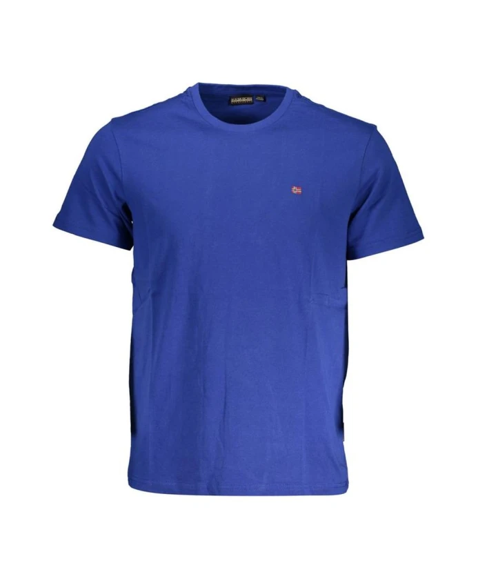 

Синяя хлопковая футболка с вышивкой Napapijri, синий