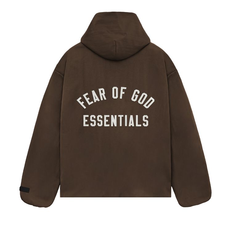 Куртка Fear of God Essentials Textured Nylon Hooded Coaches Jacket 'Brown', коричневый — фото 2