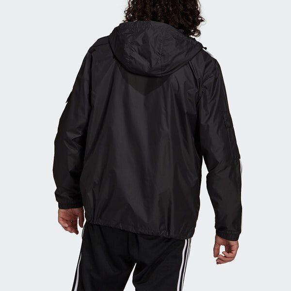 Куртка Men's adidas originals 3-Stripes Wb Casual Sports Woven Hooded Jacket Black, черный — фото 3
