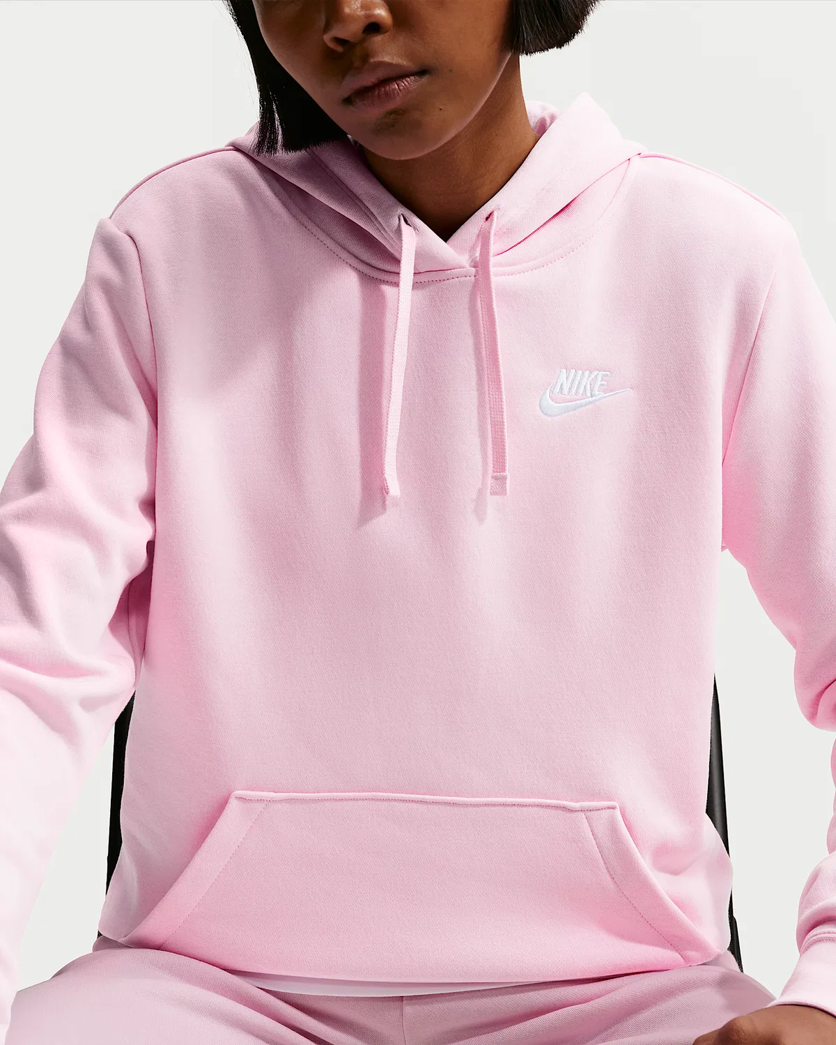 Женский худи-свитшот Nike Sportswear Club Fleece, Pink Foam/White — фото 3