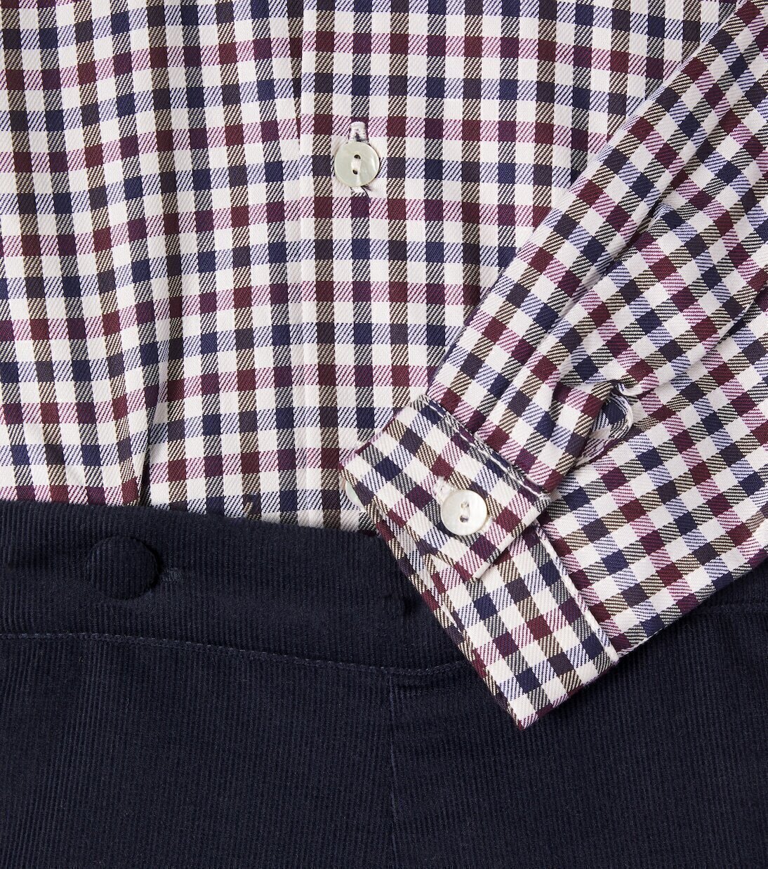 Комплект из клетчатой хлопковой рубашки и шорт Baby Arlo La Coqueta, Burgundy Check — фото 3