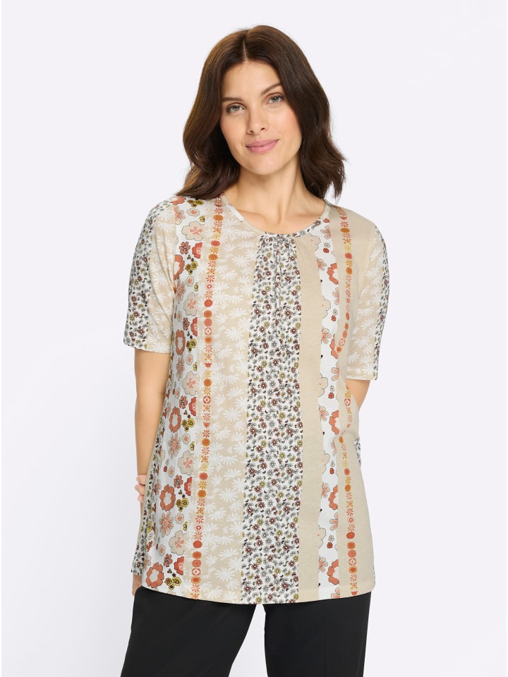 

Sieh an! Футболка с длинными рукавами цвета экрю и с принтом папайи