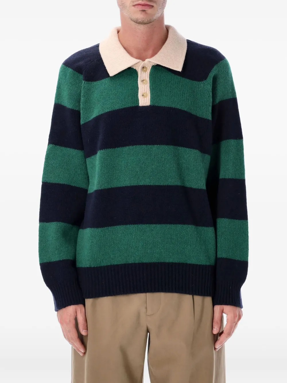 

Поло с длинными рукавами и полосатым узором Howlin', зеленый