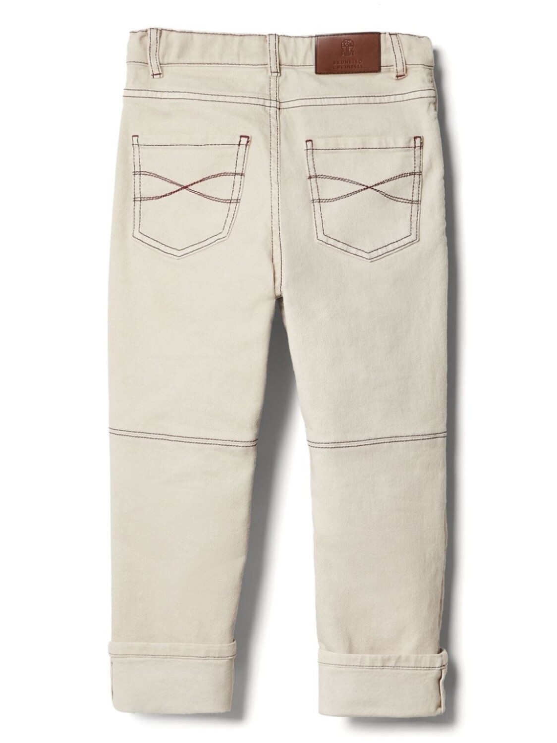 Brunello Cucinelli Kids прямые джинсы с вышитым логотипом, нейтральный цвет — фото 2