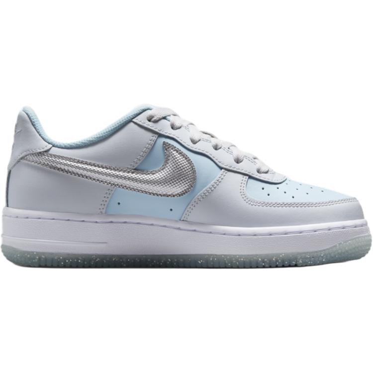 

Nike Air Force 1 Противоскользящие Амортизирующие Низкие Детские Скейтбординговые Кроссовки Серебристо-Голубой