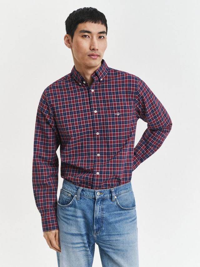 

Хлопковая рубашка Regular Fit в клетку GANT, Plumped Red