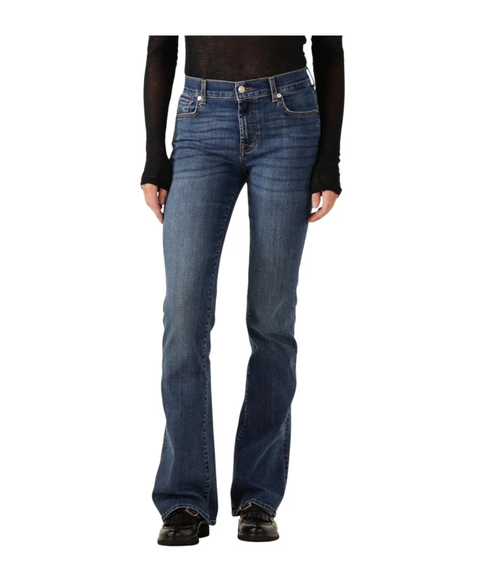 

Расклешенные джинсы-клеш, светлый стиль Сохо 7 For All Mankind, синий