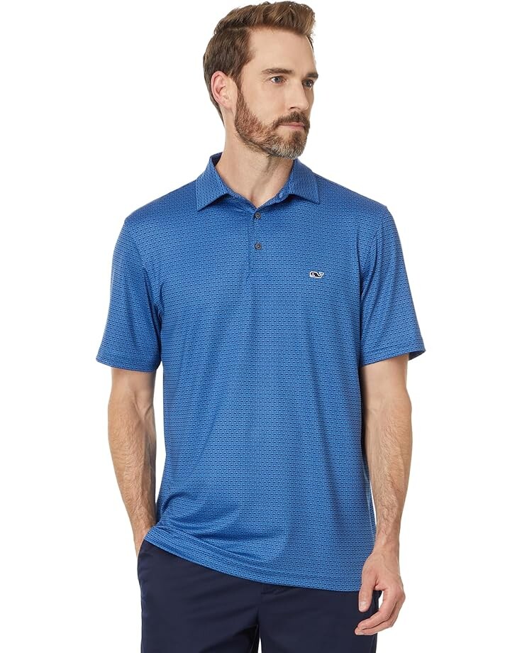 

Поло Vineyard Vines Printed Sankaty Polo, цвет Whale Dot Blue Wave