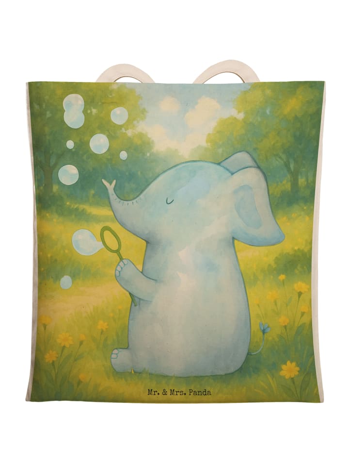 

Mr. & Mrs. Panda Сумка-шоппер с изображением слона и мыльных пузырей, выполненная в белом цвете (без надписи)