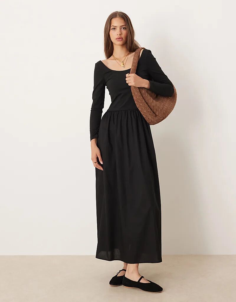

Платье-миди с длинными рукавами ASOS DESIGN черного цвета