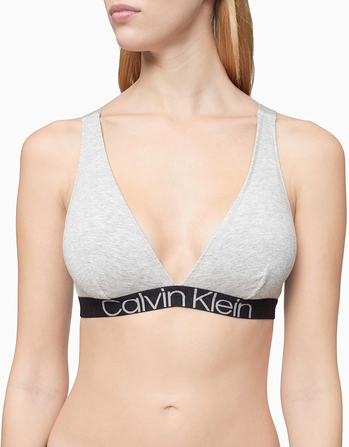 Calvin Klein Womens Reconsidered Comfort Unlined Triangle BraletteBra, Grey Heather — фото 3