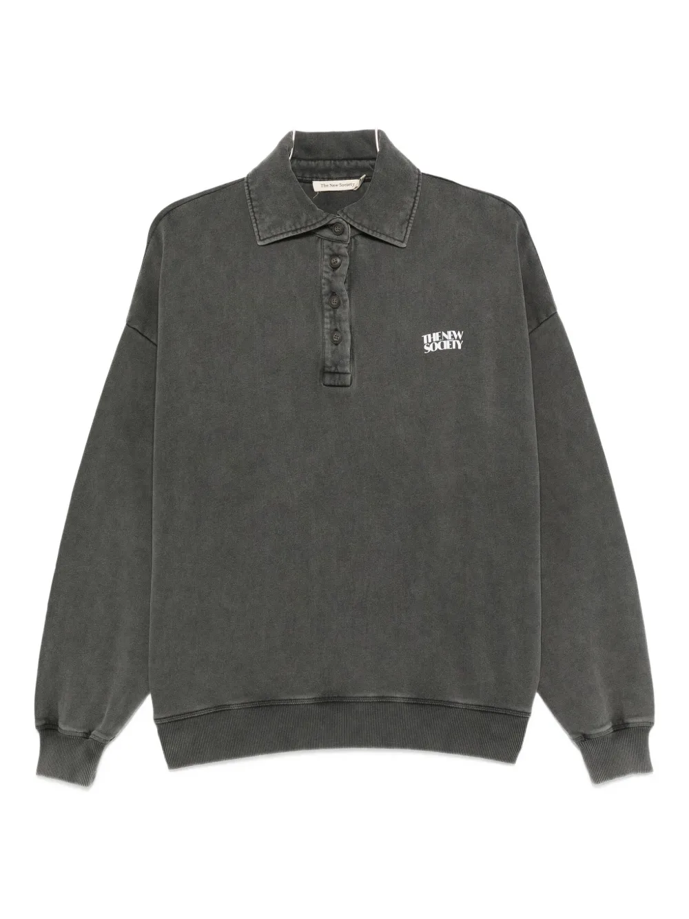 

Длинный рукав поло с логотипом The New Society, серый