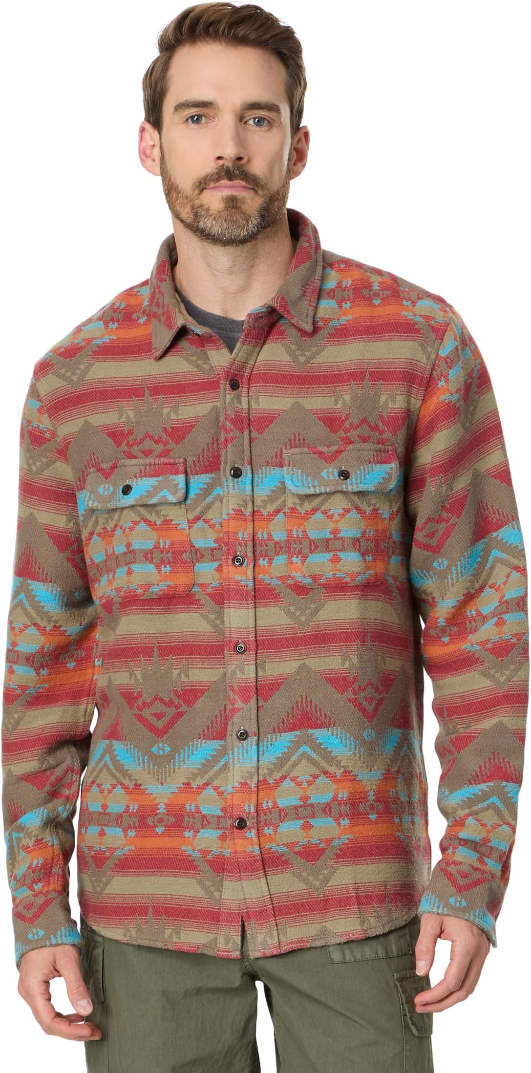 

Рубашка Lucky Brand Jacquard Humboldt Utility Shirt, цвет Orange Multi