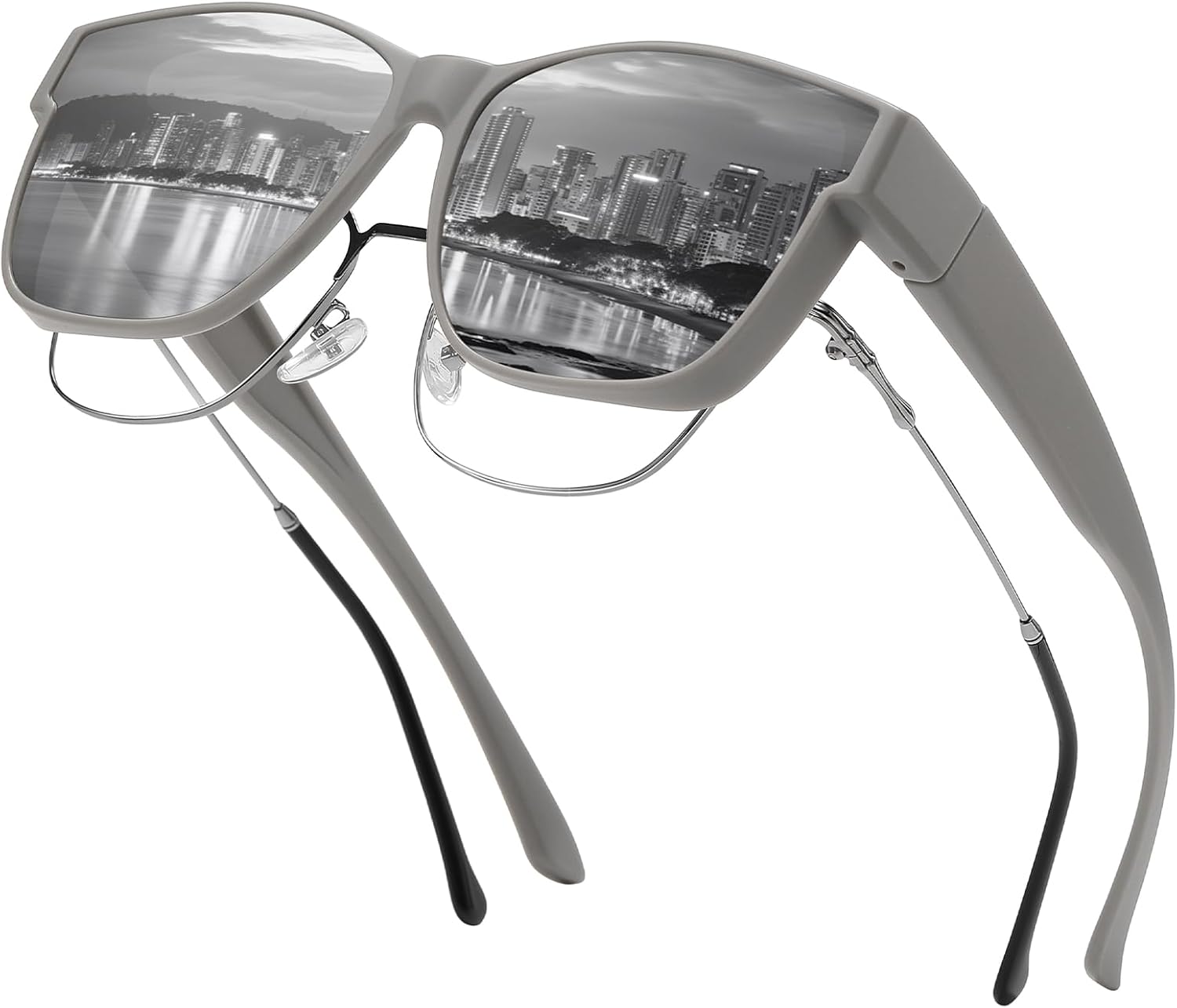 

Солнцезащитные очки Kelinln A04, надеваемые поверх обычных, для мужчин и женщин. Квадратные, легкие, поляризованные, с защитой от УФ. Цвет: матовый серый, серые линзы