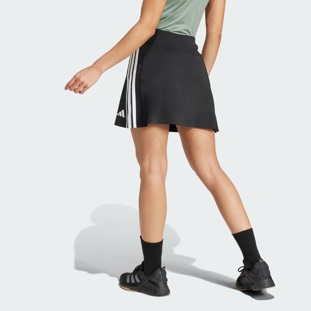 Юбка Adidas Train Essentials 3-Stripes Workout Skort, черный/белый — фото 2