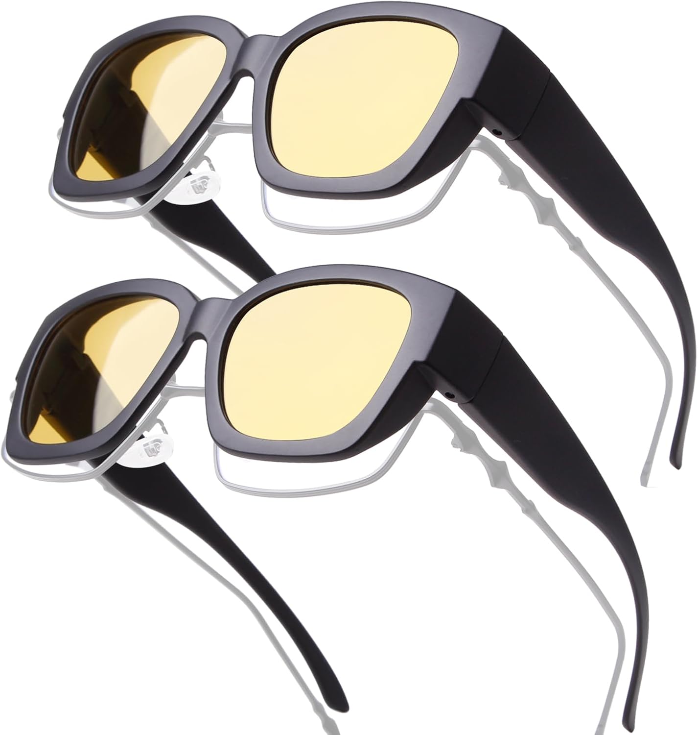 

Комплект из 2 поляризованных солнцезащитных очков для женщин и мужчин с защитой UV400, большие квадратные очки для вождения Laurinny, 2 Pack(polarized): Matte Black/Yellow Lens