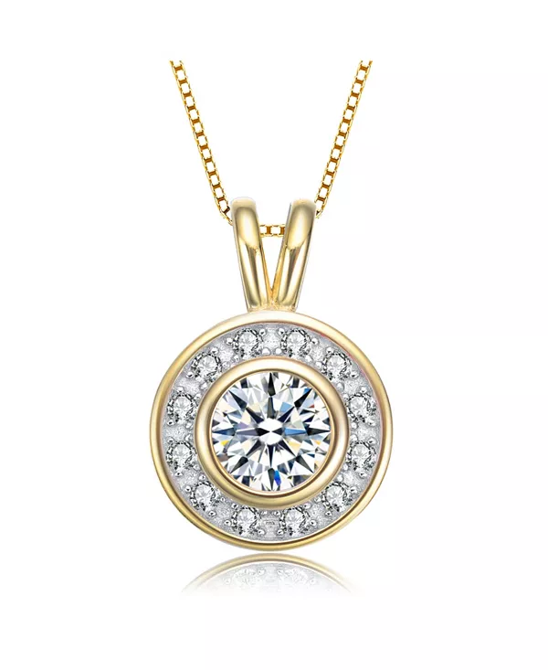 

Современный кулон из стерлингового серебра с круглым оправой из кубического циркония Genevive, gold