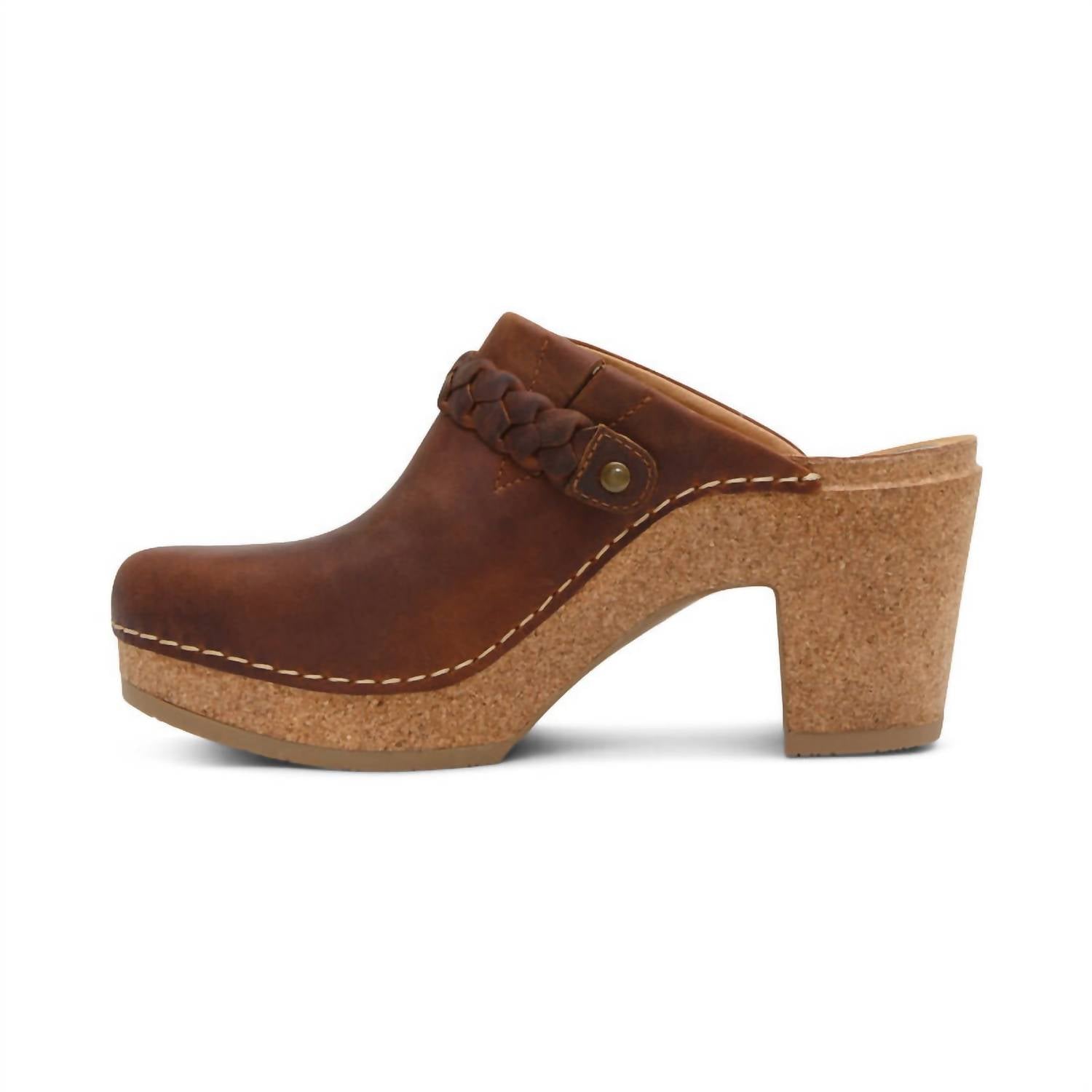Женские туфли Corey Heeled Clog в коричневом цвете Aetrex — фото 3