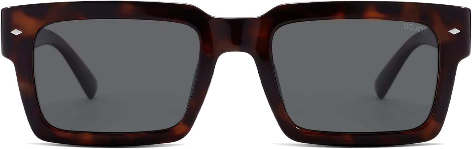 

Классические ретро-солнцезащитные очки SOJOS квадратной формы с поляризацией для женщин и мужчин, модные прямоугольные очки в стиле 80-х и 90-х SJ2393, Dark Brown Tortoise/Grey