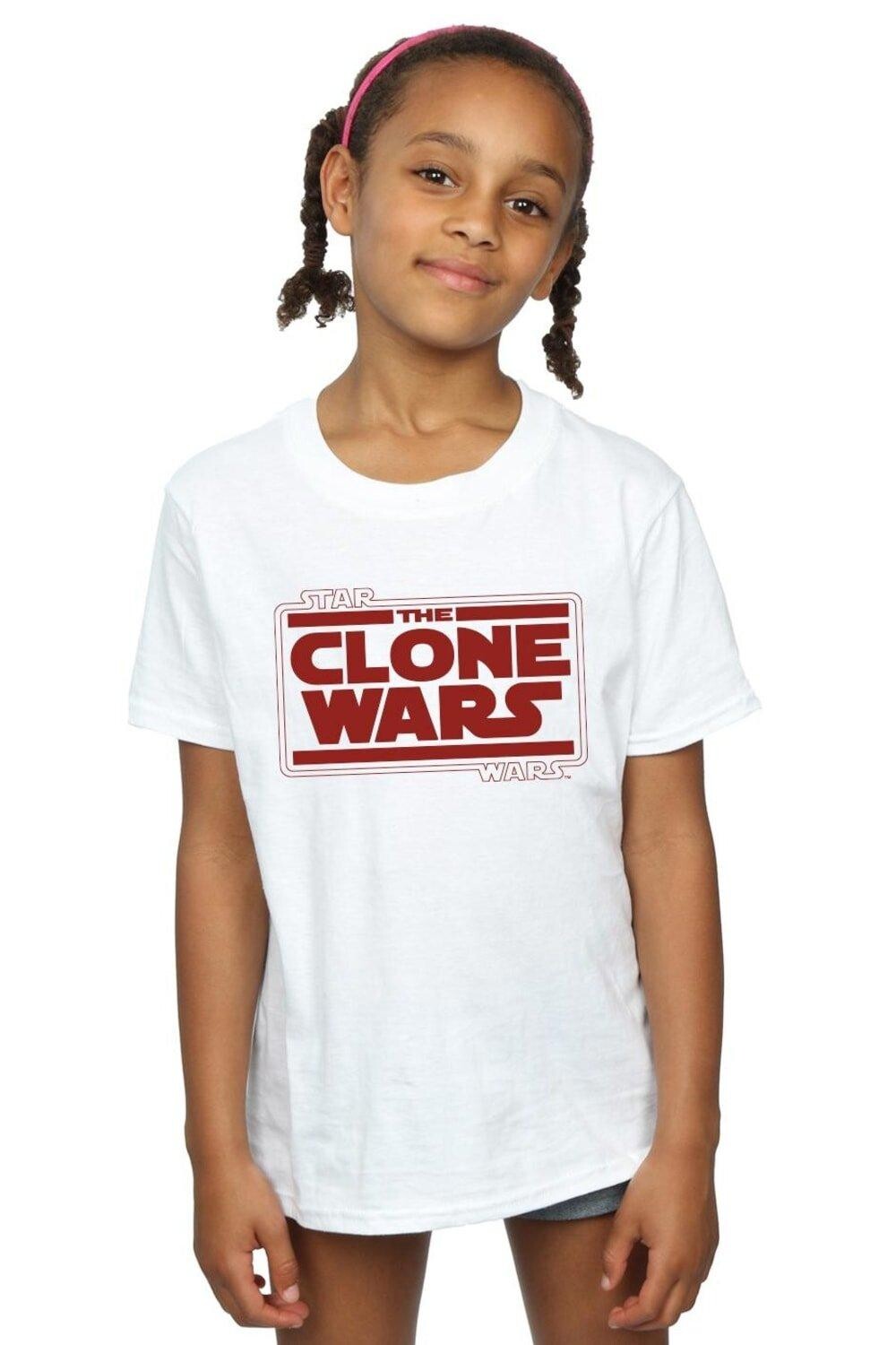

Хлопковая футболка с логотипом Clone Wars Star Wars, белый