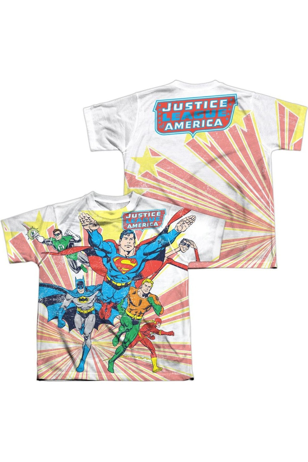 

Футболка DC Comics Coming At You с принтом спереди и сзади, детская, короткий рукав Gildan, белый