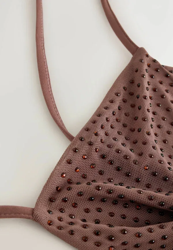 Платье макси Regular fit cowl back hotfix sparkle, Next, шоколадно-коричневый — фото 4