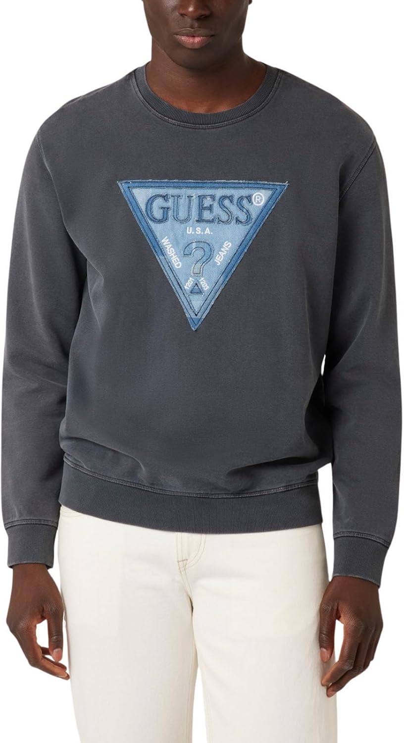 

GUESS Мужской свитшот с эко-треугольным патчем, Grey Shadow Blue