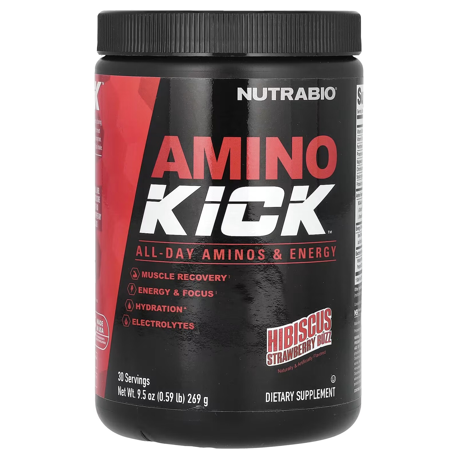

Добавка NutraBio Amino Kick Hibiscus Strawberry Buzz, 269 г