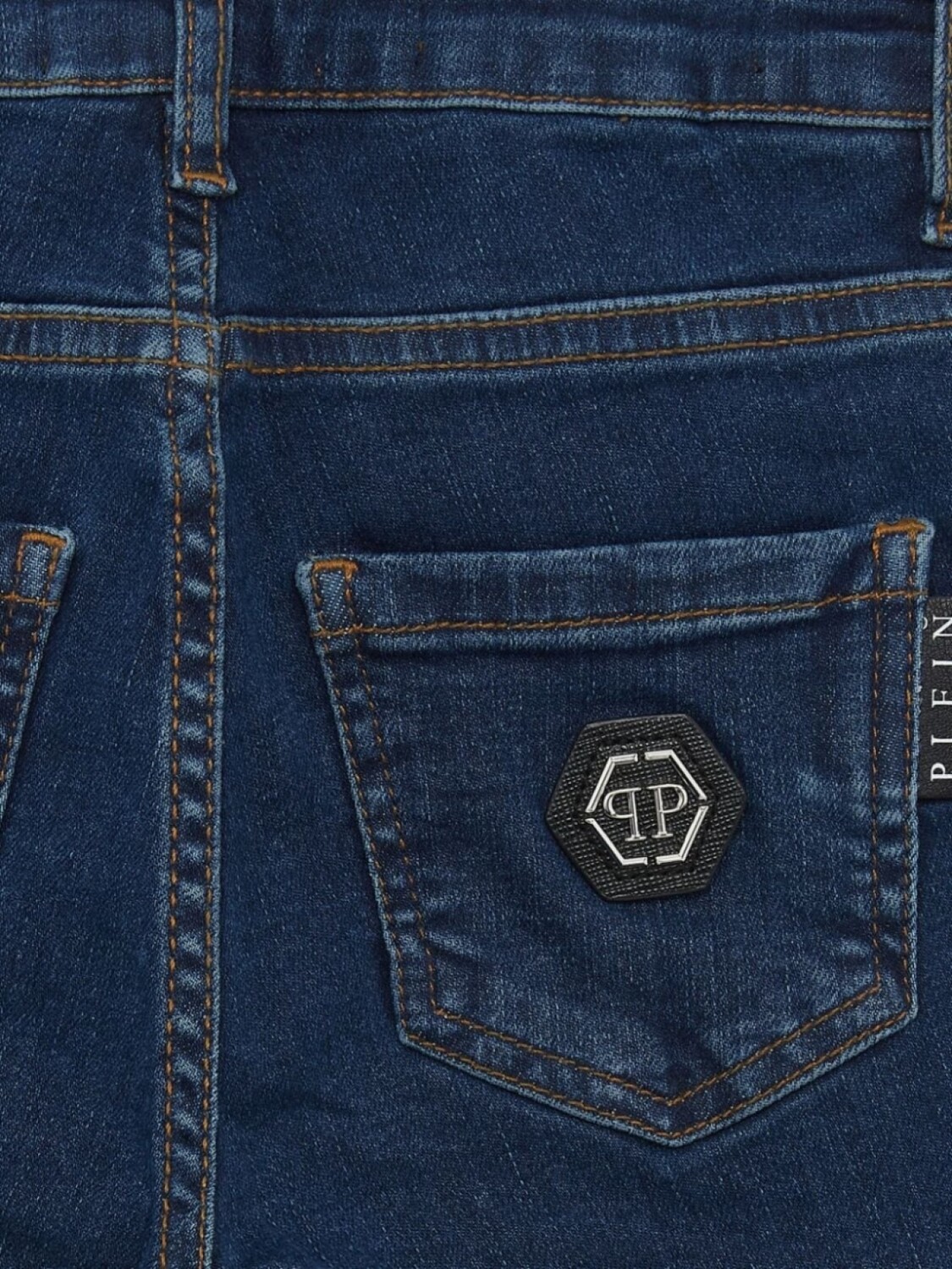 Джинсы прямого кроя с пятью карманами и логотипом Philipp Plein Junior, синий — фото 3
