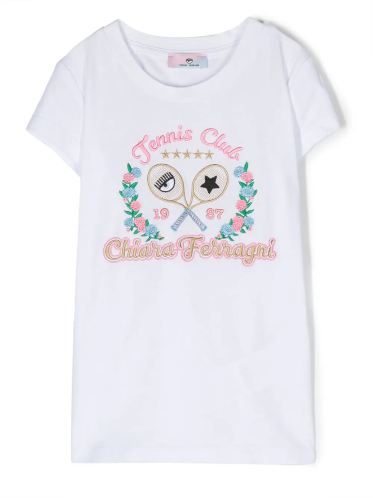 

Футболка с вышитым логотипом Chiara Ferragni Kids, белый