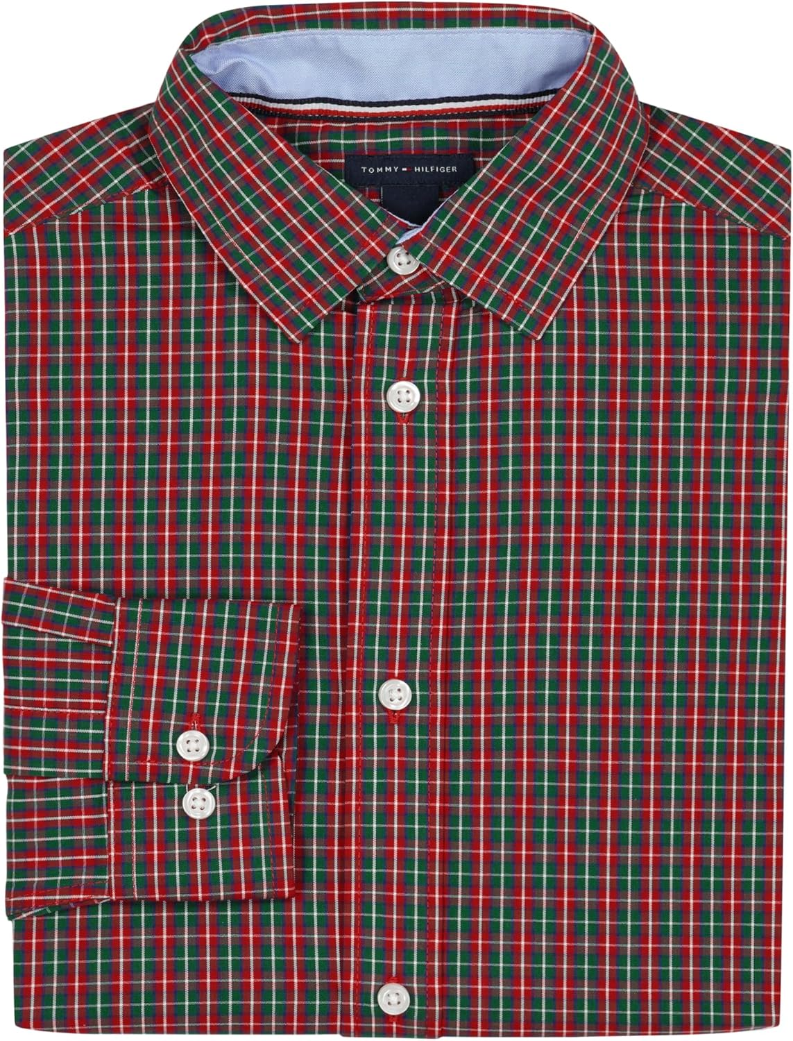 Рубашка Tommy Hilfiger для мальчиков с длинными рукавами, узором, воротником, застежкой на пуговицы, манжетами и отложным воротником, Chili Pepper Check — фото 2