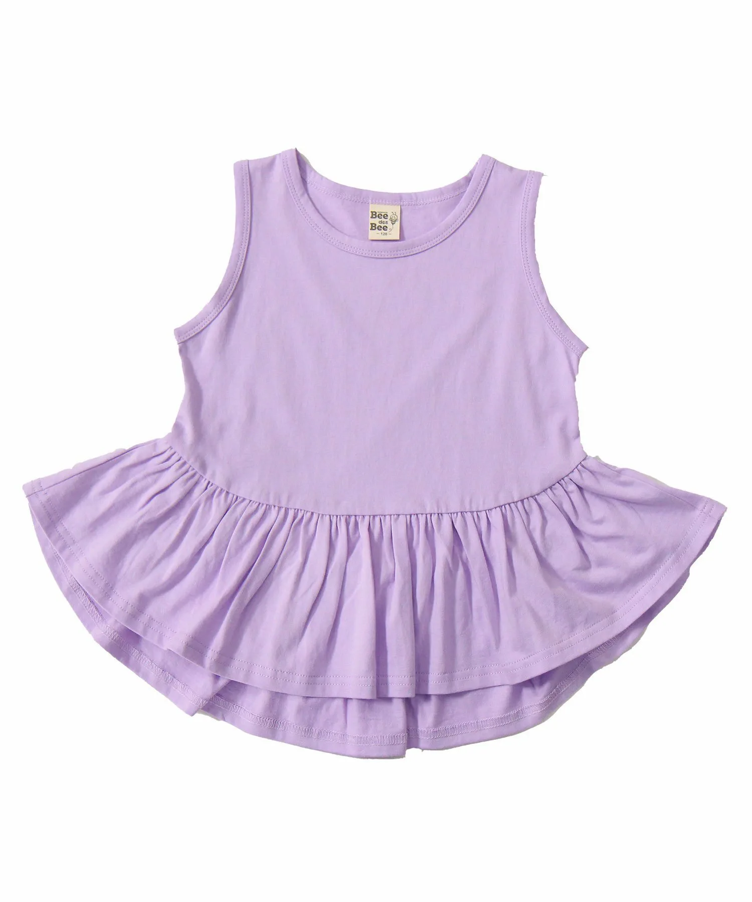 Топ без рукавов с баской и оборками, однотонный, для девочек, Bee Bee, Sleeveless Peplum Lavender — фото 2