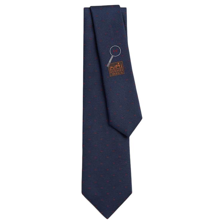 

HERMES Шелковый галстук, Marine Blue/Red