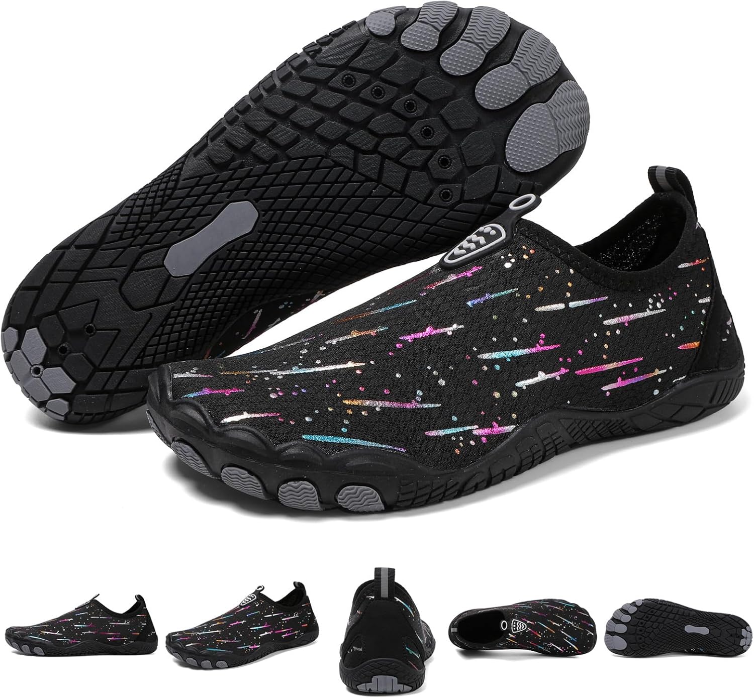 

Кроссовки для женщин и мужчин унисекс, быстросохнущие, с нескользящей подошвой, широким носком Feedmoo, черный